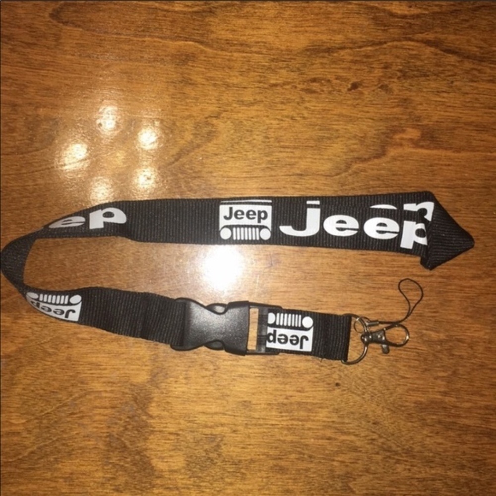 New Jeep ID Badge Holder Lanyard Black & White